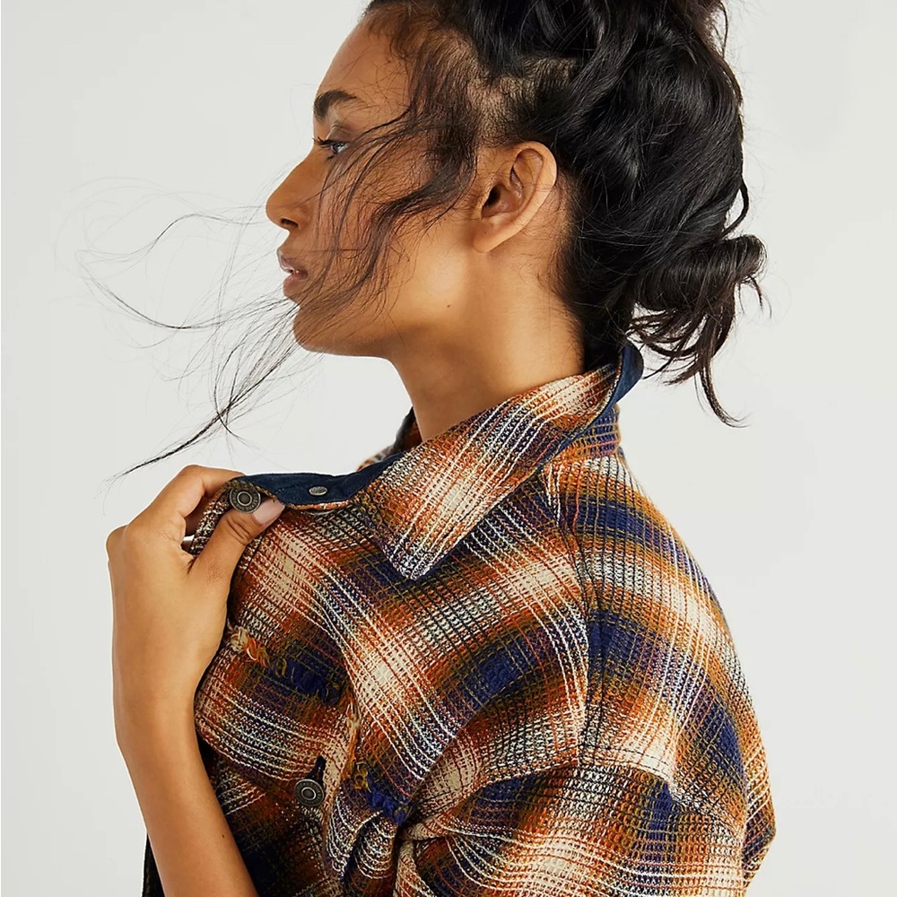 Free People anneli plaid shirt jacket shacket NWT - Picture 5 of 11